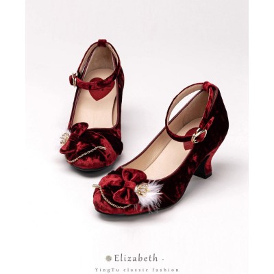 Iris Corolla Elizabeth Double Layer Velvet Shoes(Reservation/5 Colours/Full Payment Without Shipping)